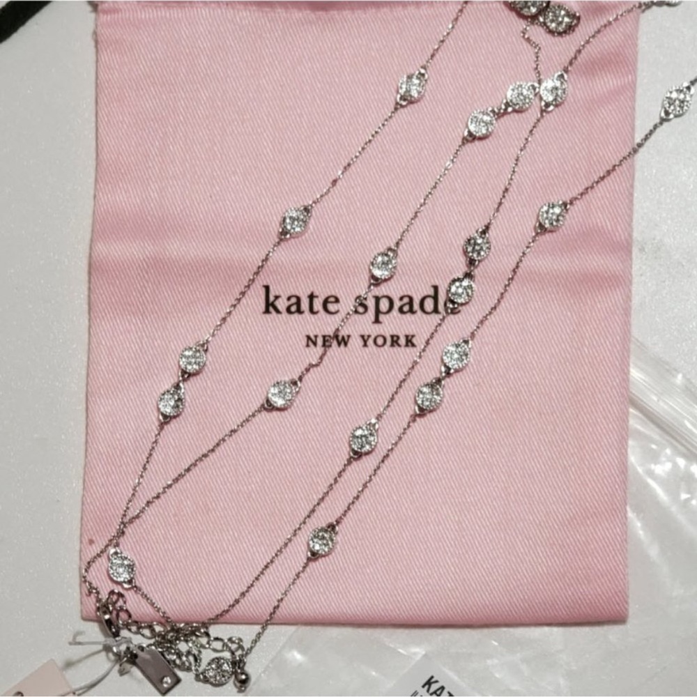 Kate Spade Silver Gatsby Dot Mini Scatter Crystal Long Necklace